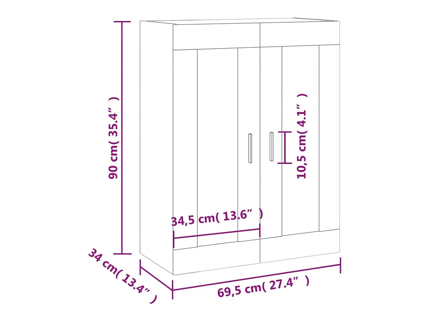 vidaxl Armário de parede 69,5x34x90 cm sonoma^ Prateleira
