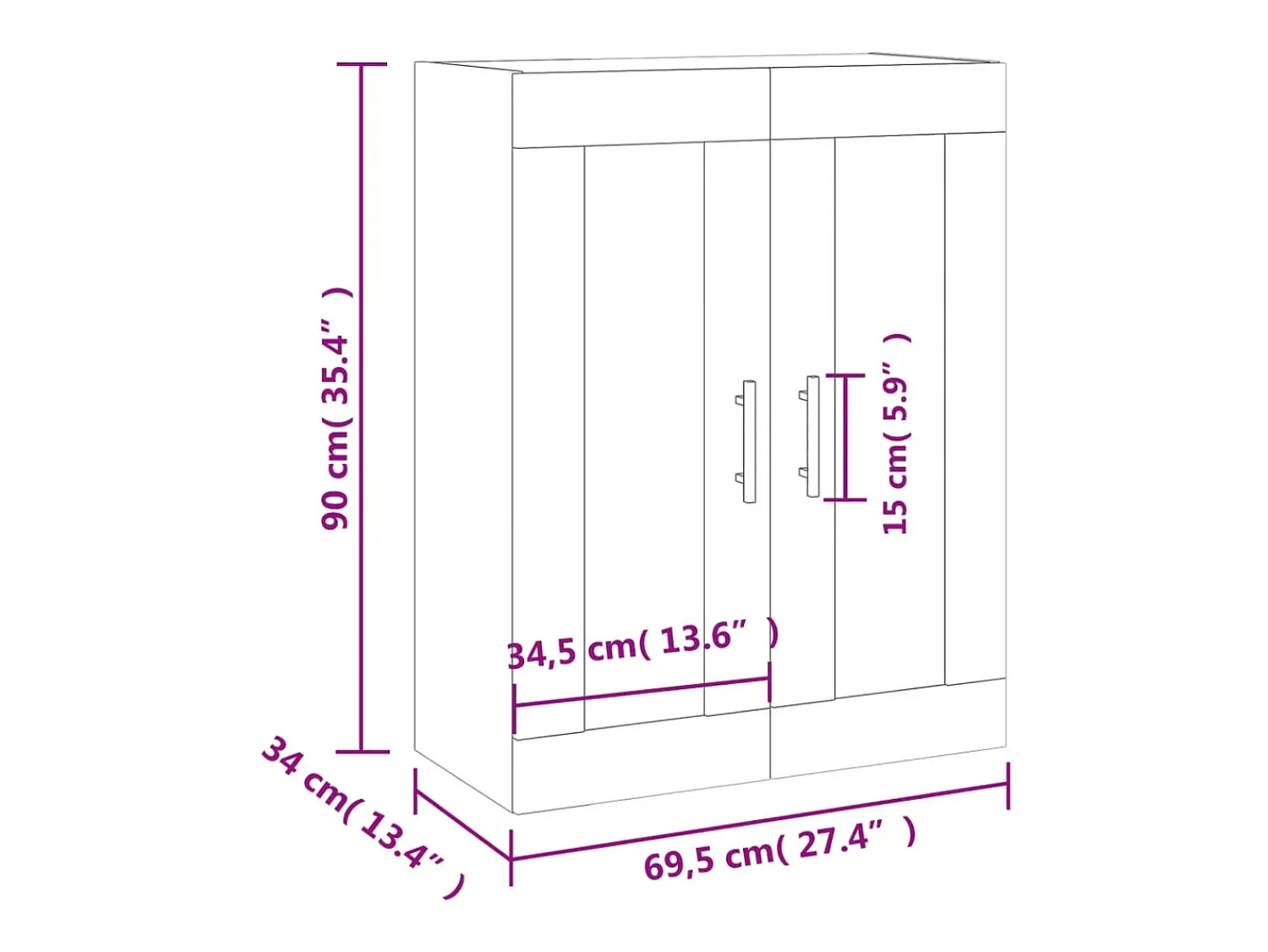 vidaxl Armário de parede 69,5x34x90 cm sonoma^ Prateleira