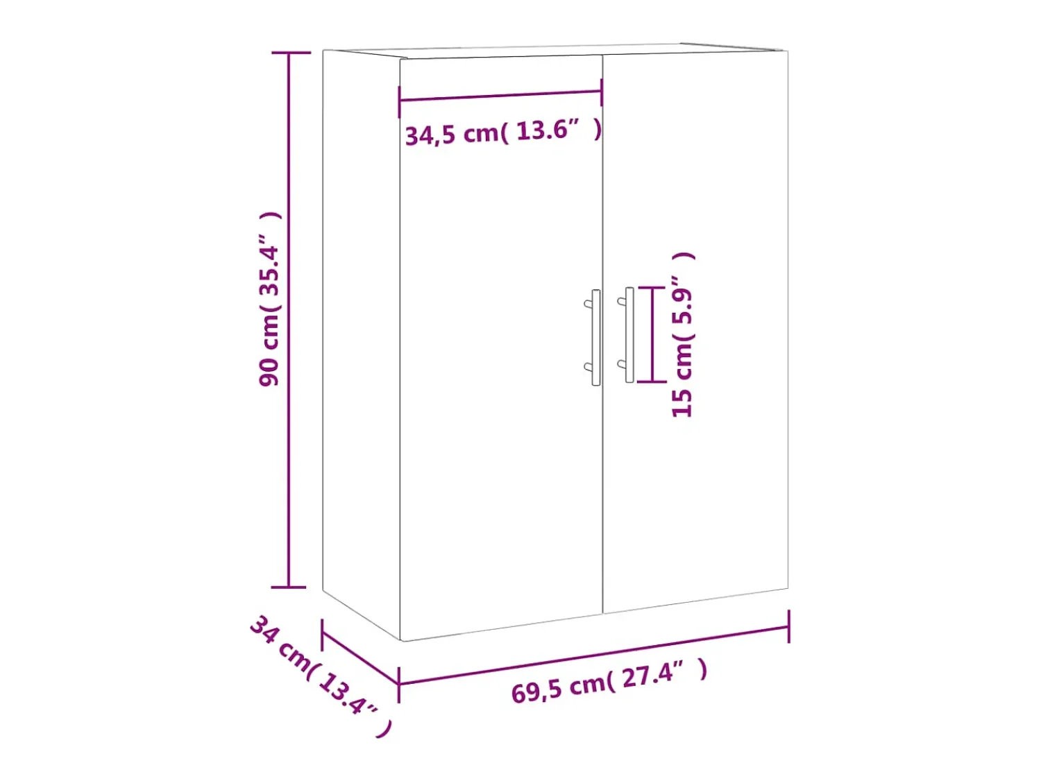 vidaxl Armário de parede 69,5x34x90 cm cinzento cimento^ Prateleira