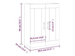 New vidaxl Armário de parede 69,5x34x90 cm sonoma Cinzento