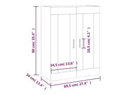 Prateleira|vidaxl Armário de parede 69,5x34x90 cm cimento Cinzento