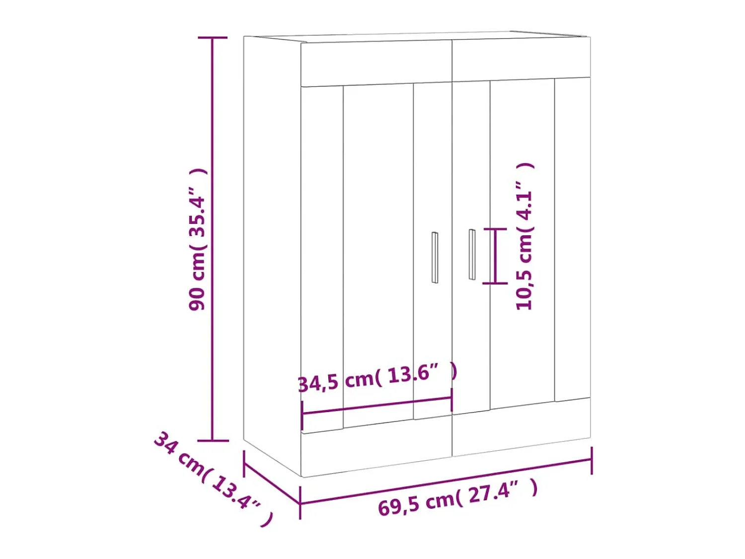 Prateleira|vidaxl Armário de parede 69,5x34x90 cm cimento Cinzento