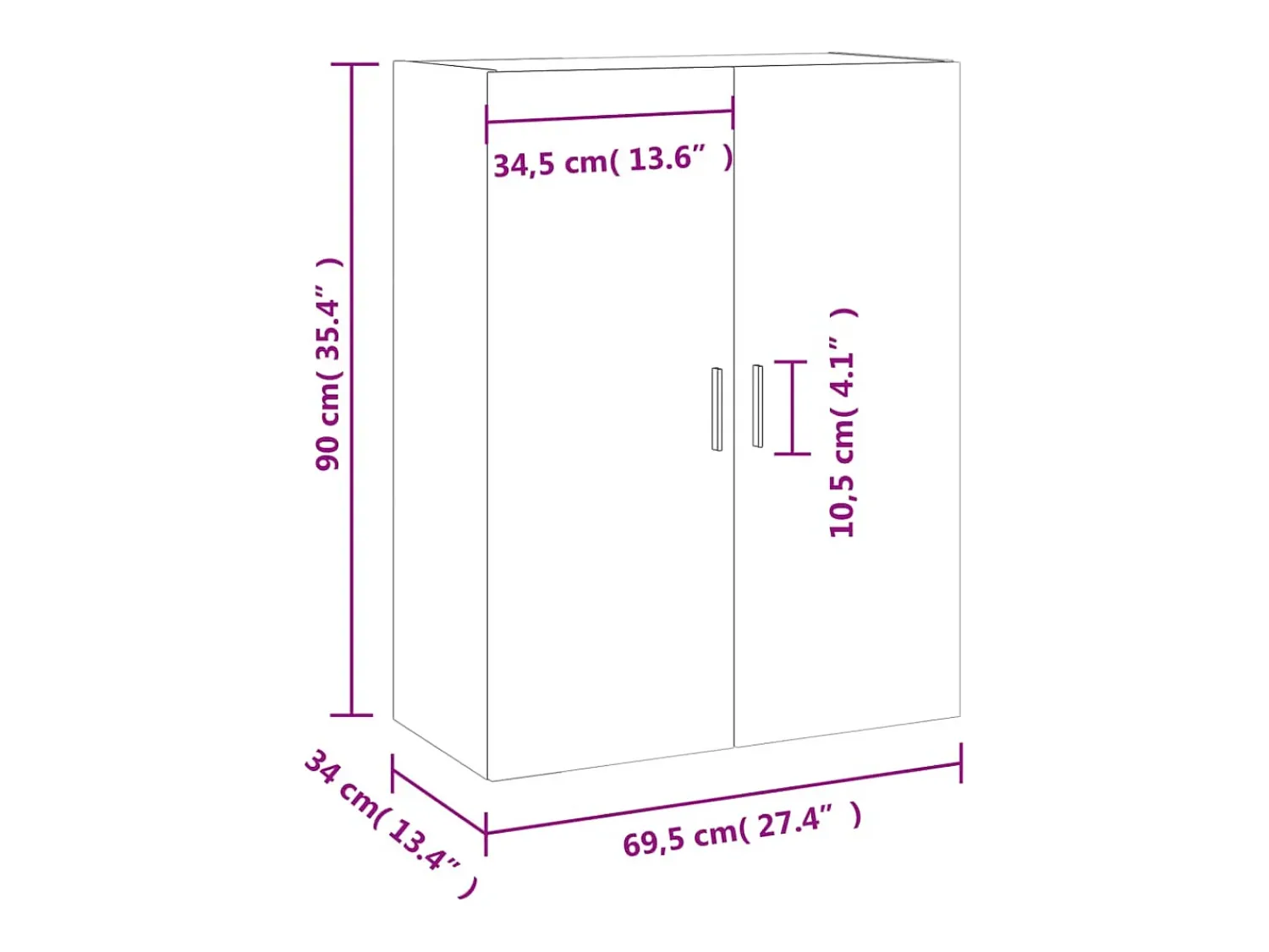 Discount vidaxl Armário de parede 69,5x34x90 cm sonoma Cinzento