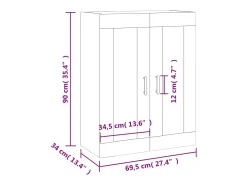 Outlet vidaxl Armário de parede 69,5x34x90 cm cimento Cinzento