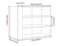 Prateleira*vidaxl Armário de parede 75x35x60 cm derivados madeira carvalho sonoma Castanho