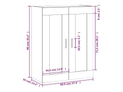 vidaxl Armário de parede 69,5x34x90 cm derivados de madeira^ Prateleira