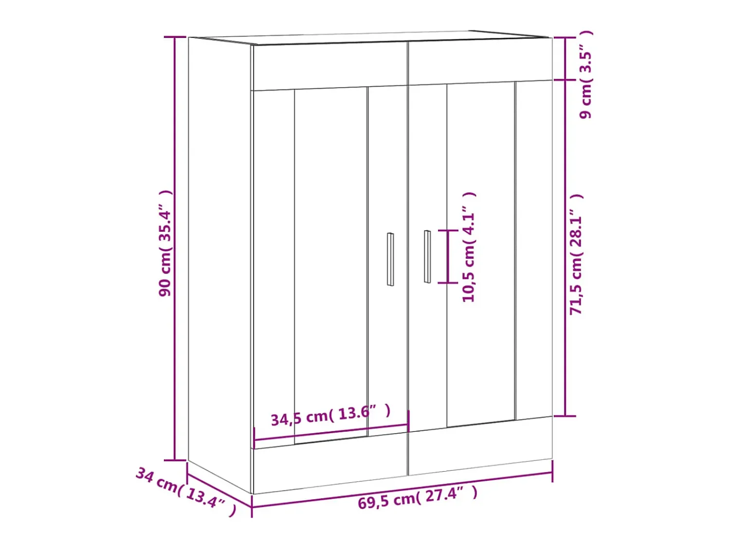 vidaxl Armário de parede 69,5x34x90 cm derivados de madeira^ Prateleira
