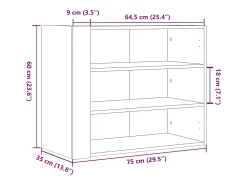 vidaxl Armário de parede 75x35x60 cm derivados de madeira^ Prateleira