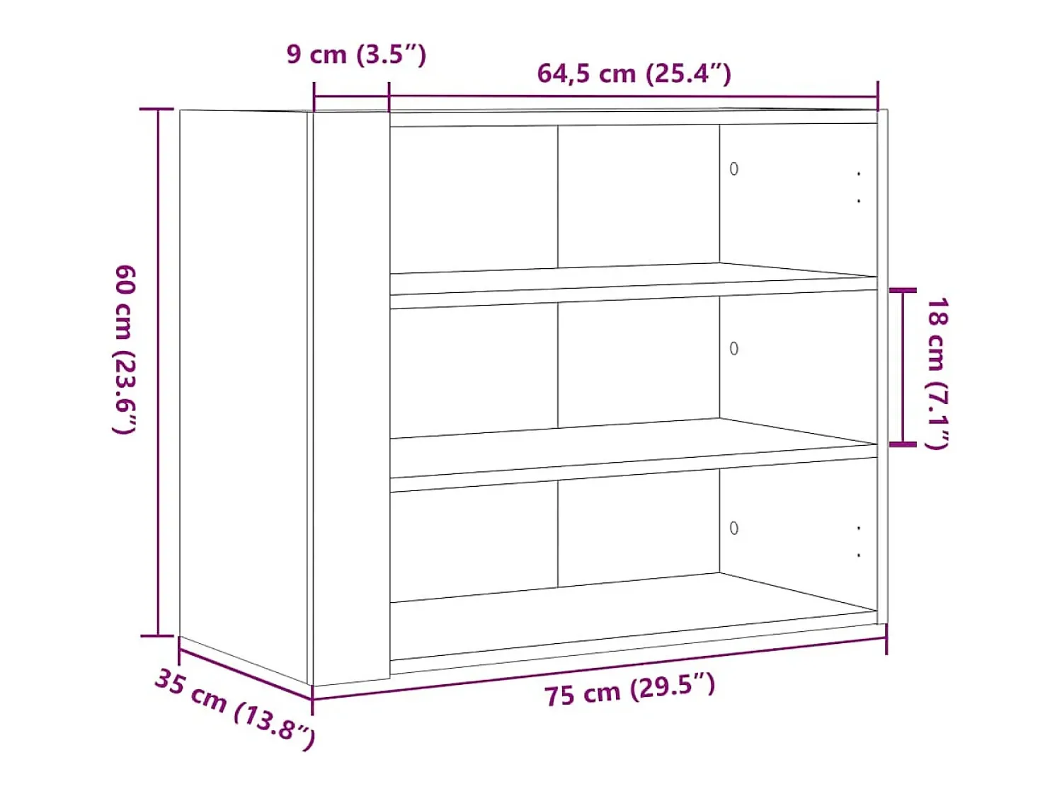 vidaxl Armário de parede 75x35x60 cm derivados de madeira^ Prateleira