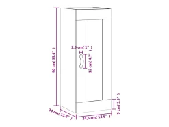 Prateleira|vidaxl Armário de parede 34,5x34x90 cm derivados madeira cinza sonoma Cinzento