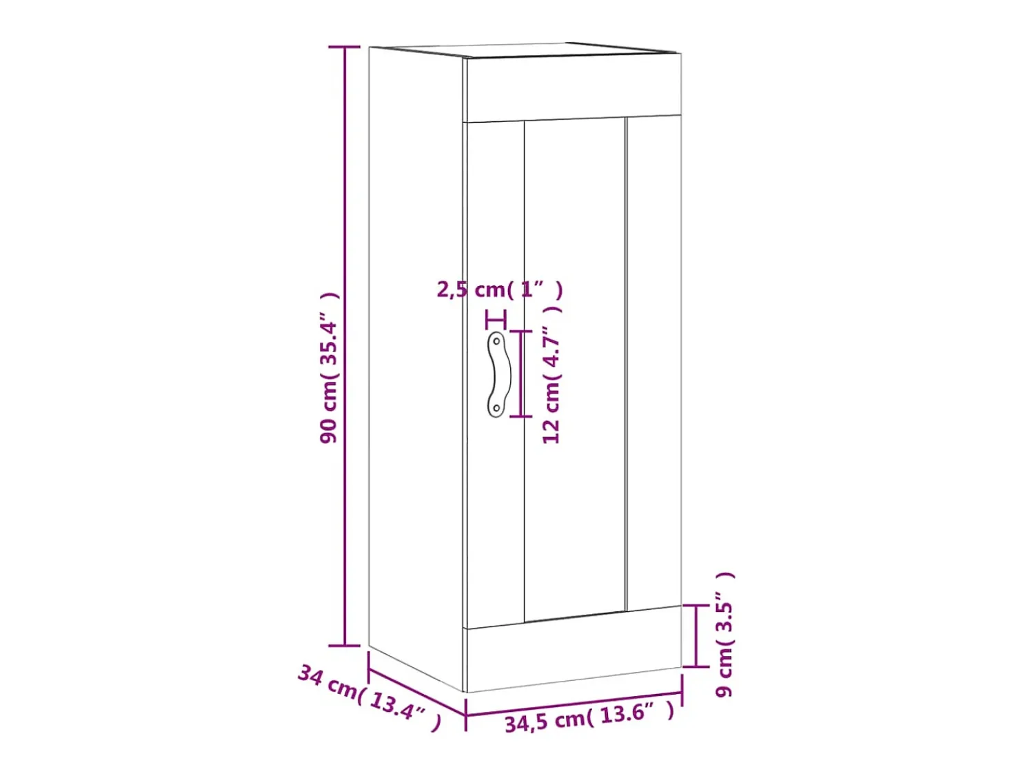 Prateleira|vidaxl Armário de parede 34,5x34x90 cm derivados madeira cinza sonoma Cinzento