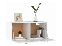 Discount vidaxl Armário de parede 80x36,5x35 cm deriv. madeira branco brilhante Castanho