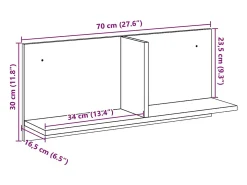 vidaxl Armário de parede 70x16,5x30 cm derivados de madeira^ Prateleira
