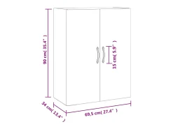 Discount vidaxl Armário de parede 69,5x34x90 cm deriv. madeira cimento Cinzento