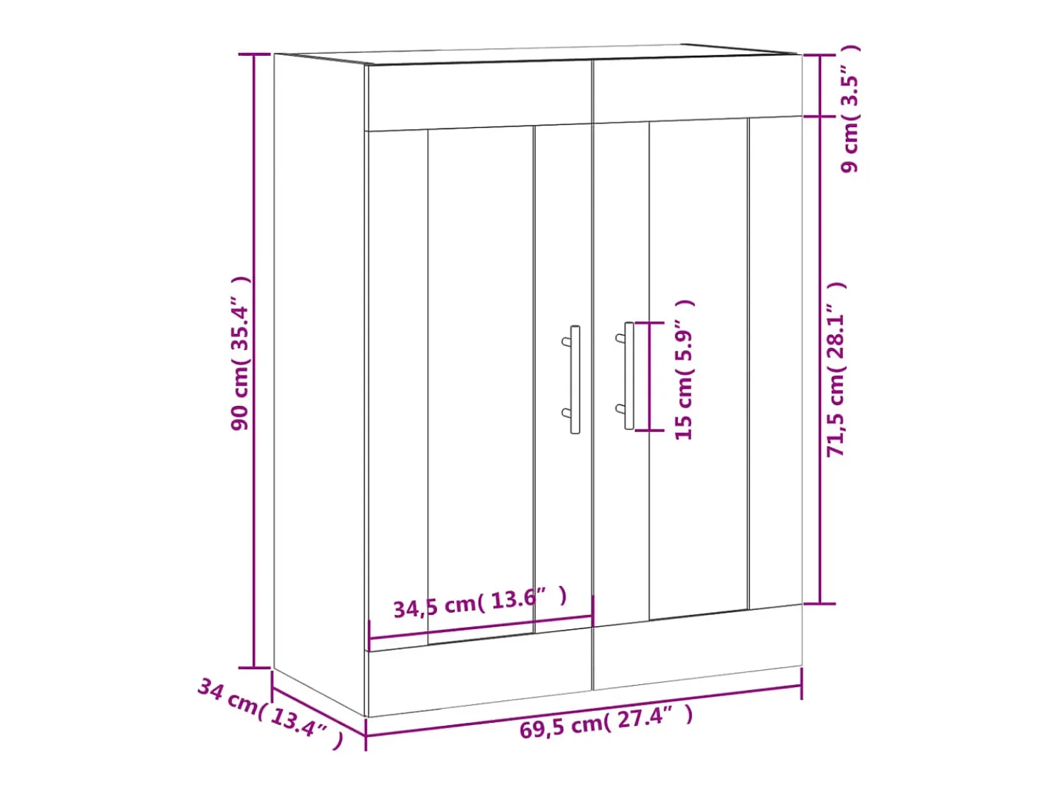 Prateleira|vidaxl Armário de parede 69,5x34x90 cm deriv. madeira carvalho sonoma Natural claro