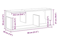 Best vidaxl Armário de parede 80x20x30 cm derivados de madeira Preto