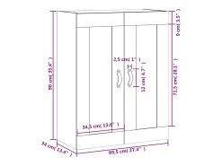 vidaxl Armário de parede 69,5x34x90 cm deriv. madeira cimento^ Prateleira