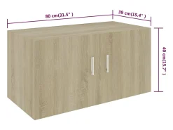 vidaxl Armário de parede 80x39x40 cm derivados madeira carvalho sonoma^ Prateleira