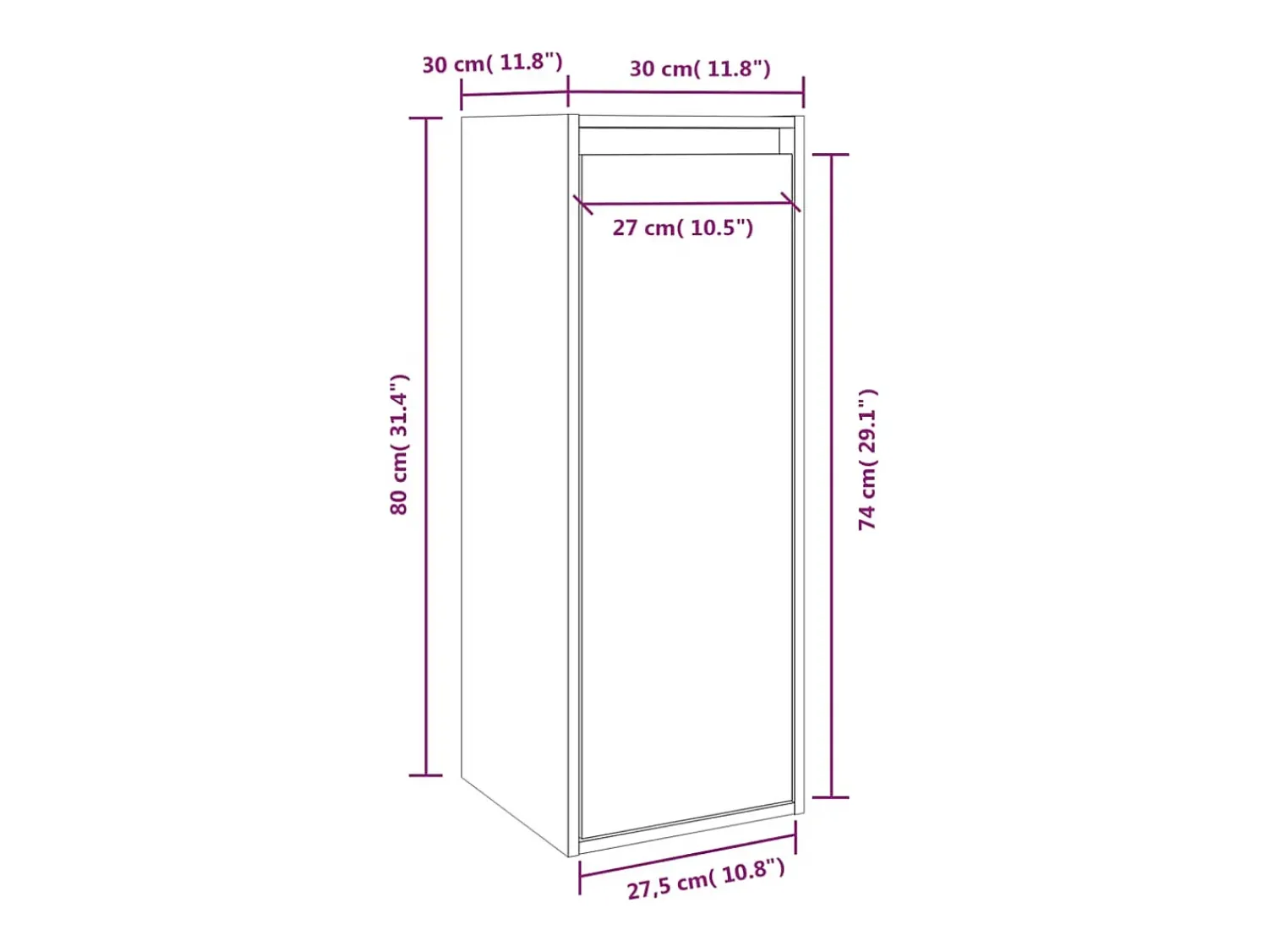 Prateleira|vidaxl Armário de parede 30x30x80 cm madeira de pinho maciça branco Castanho