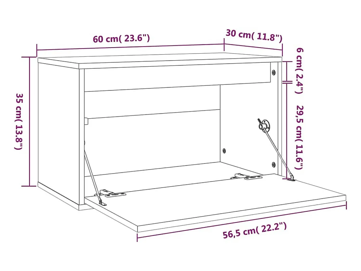 Best vidaxl Armário de parede 60x30x35 cm madeira de pinho maciça Castanho