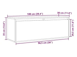 Best vidaxl Armário de parede 100x30x35 cm madeira de pinho maciça Castanho
