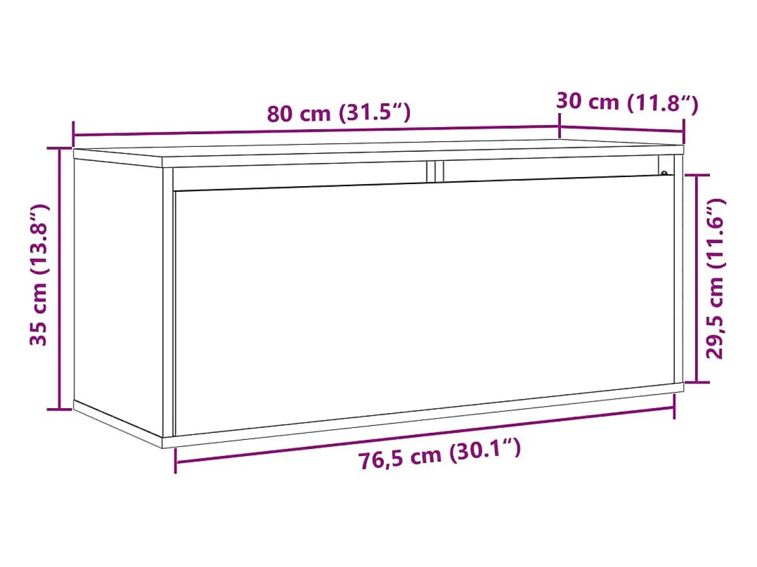 vidaxl Armário de parede 80x30x35 cm madeira de pinho maciça^ Prateleira