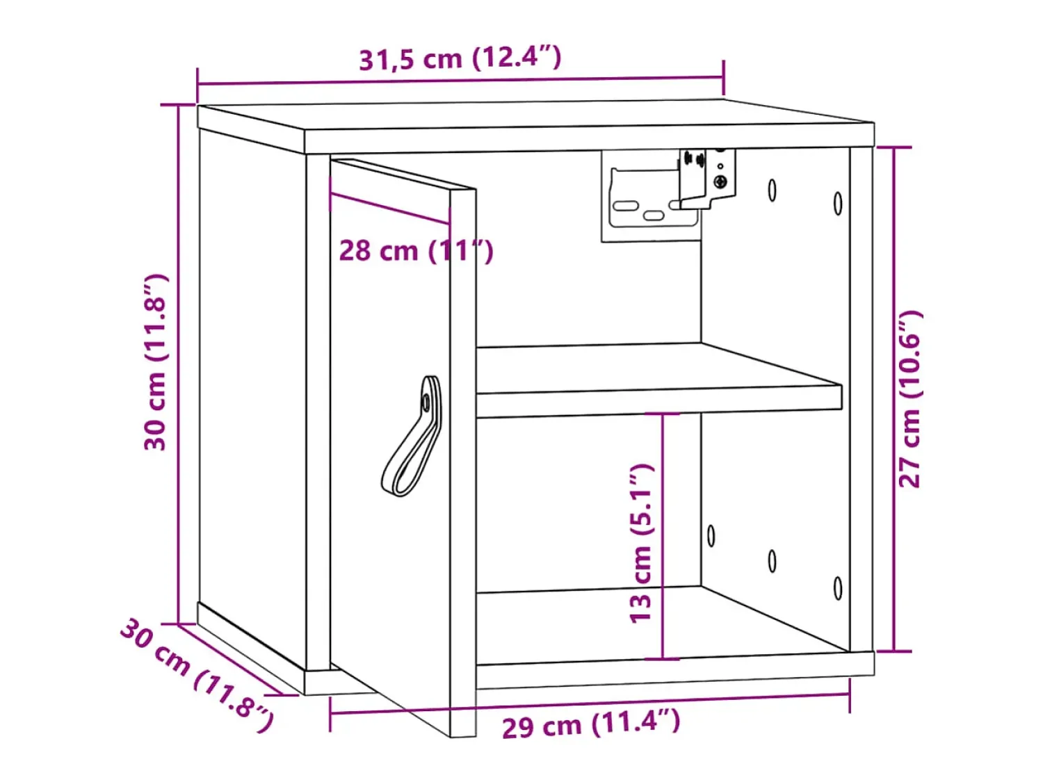 Outlet vidaxl Armário de parede 31,5x30x30 cm pinho maciço mel Castanho