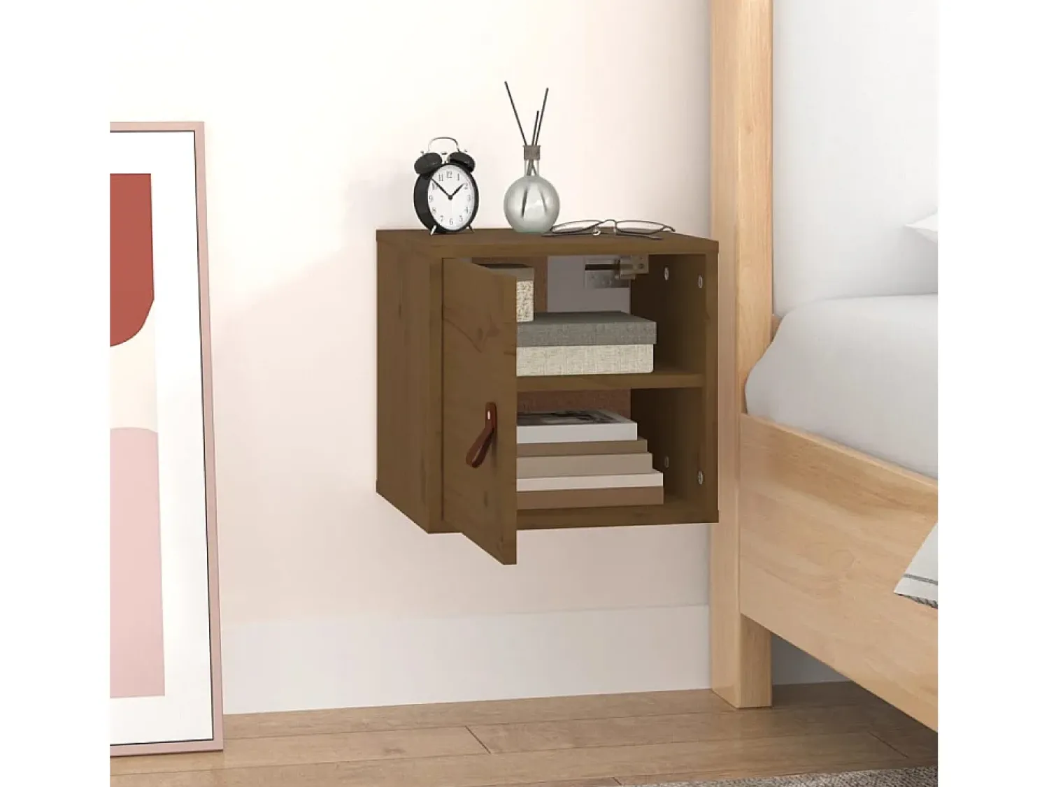 Outlet vidaxl Armário de parede 31,5x30x30 cm pinho maciço mel Castanho