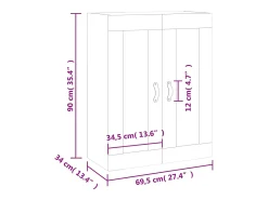 Clearance vidaxl Armário de parede 69,5x34x90 cm Preto