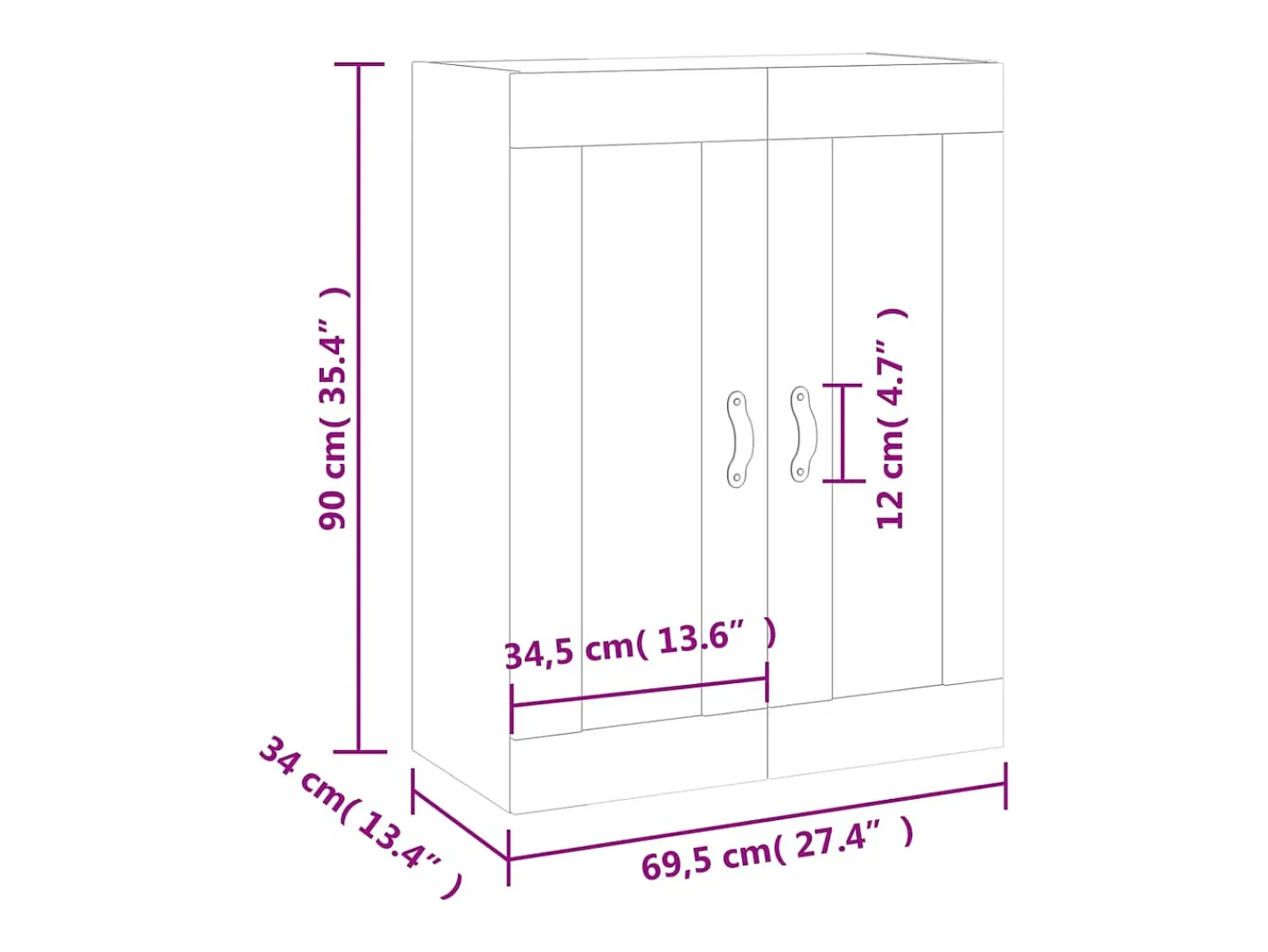 Clearance vidaxl Armário de parede 69,5x34x90 cm Preto
