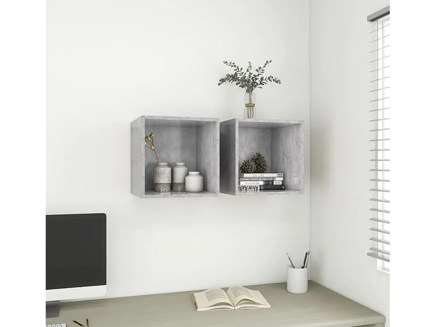 Prateleira|vidaxl Armário de parede 37x37x37cm derivados madeira cimento Cinzento