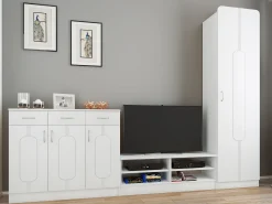 Móvel De Entrada|VCM Armário de piso de madeira | De pé | Dimensões: A. 196 x L. 55 x P. 36 cm | 1 porta grande | com prateleira - Balia (Branco) Multicor