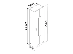 Móvel De Entrada|VCM Armário de piso de madeira | De pé | Dimensões: A. 196 x L. 55 x P. 36 cm | 1 porta grande | com prateleira - Balia (Branco) Multicor