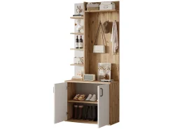 Móvel De Entrada|Merax Armário de sala - 75 x 33 x 180 cm - com guarda-roupa + sapateira - aglomerado - natural Natural claro