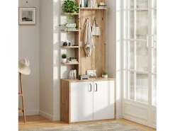 Móvel De Entrada|Merax Armário de sala - 75 x 33 x 180 cm - com guarda-roupa + sapateira - aglomerado - natural Natural claro