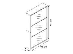 VCM Armário de sapato de madeira | Dimensões: A. 112 x L. 63 x P. 17 cm | 3 flaps with mirror - Stido XL (Honey Oak)^ Móvel De Arrumação|Sapateira