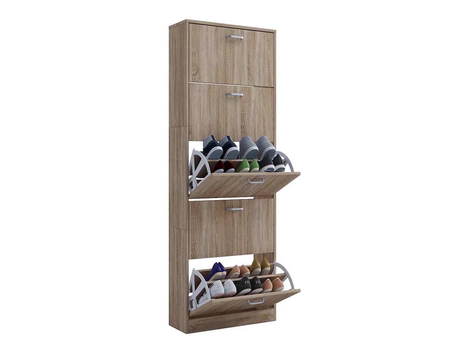 Móvel De Arrumação|Sapateira|VCM Armário de sapato de madeira | Dimensões: A. 170 x L. 59 x P. 22 cm | 5 flaps - Sipos XL (carvalho Sonoma) Natural claro