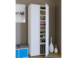 VCM Armário de sapato de madeira | Dimensões: L. 70 x A. 178 x P. 40 cm | Armário para uso integral | 9 compartimentos - Vandol (Branco)^ Móvel De Arrumação|Sapateira