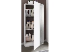 VCM Armário de sapato de madeira | Dimensões: A. 112 x L. 50 x P. 17 cm | 1 Porta giratória | Espelho prático - Espelho Fulisa L (Branco) Multicor