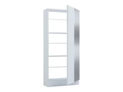 VCM Armário de sapato de madeira | Dimensões: A. 112 x L. 50 x P. 17 cm | 1 Porta giratória | Espelho prático - Espelho Fulisa L (Branco) Multicor