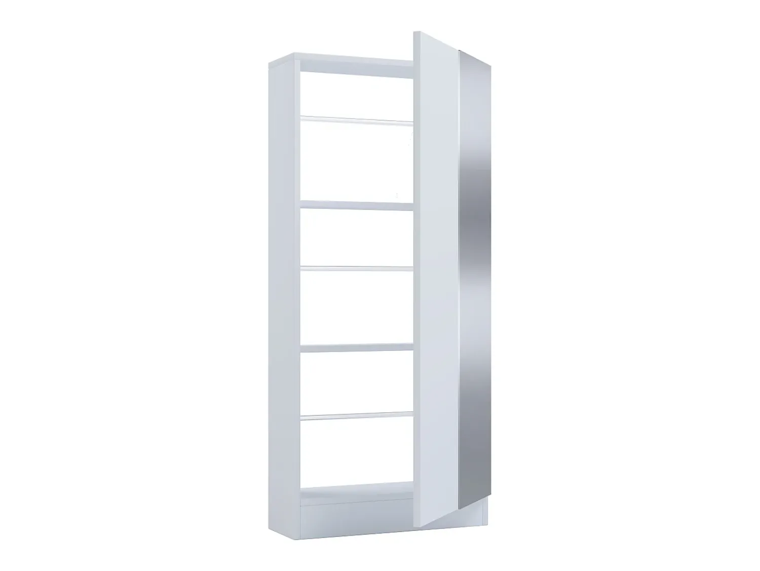 VCM Armário de sapato de madeira | Dimensões: A. 112 x L. 50 x P. 17 cm | 1 Porta giratória | Espelho prático - Espelho Fulisa L (Branco) Multicor