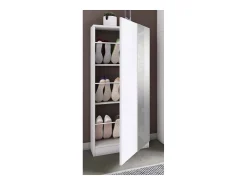 VCM Armário de sapato de madeira | Dimensões: A. 112 x L. 50 x P. 17 cm | 1 Porta giratória | Espelho prático - Espelho Fulisa L (Branco) Multicor