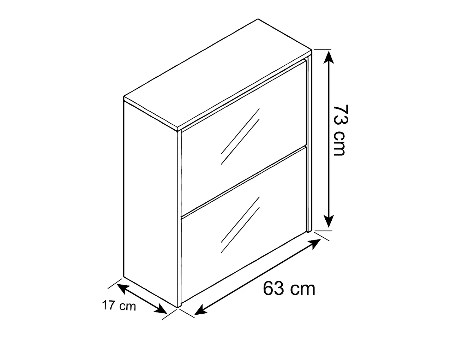 VCM Armário de sapato de madeira | Dimensões: A. 73 x L. 63 x P. 17 cm | 2 abas com espelho - Stido L (Branco)^ Móvel De Arrumação|Sapateira