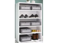 Móvel De Arrumação|Sapateira*VCM Armário de sapato de madeira | Dimensões: A. 110 x L. 70 x P. 37 cm | Armário para uso integral | 5 compartimentos | sem portas– Lona (Branco) Multicor