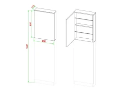 VCM Armário de sapato de madeira | Dimensões: A. 180 x L. 50 x P. 17 cm | 2 Portas Rotativas - Fulisa XL (Antracite)^ Móvel De Arrumação|Sapateira