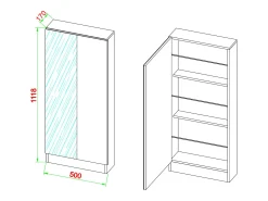 Móvel De Arrumação|Sapateira|VCM Armário de sapato de madeira | Dimensões: A. 112 x L. 50 x P. 17 cm | 1 porta giratória | espelho prático - Espelho Fulisa L (faia) Multicor