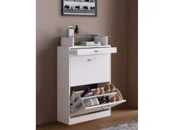 Móvel De Arrumação|Sapateira*VCM Armário de sapato de madeira | Dimensões: A. 91 x L. 59 x P. 22 cm | 2 abas | gaveta estreita | prateleira prática - Sipos M (Branco) Multicor