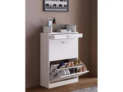 Móvel De Arrumação|Sapateira*VCM Armário de sapato de madeira | Dimensões: A. 91 x L. 59 x P. 22 cm | 2 abas | gaveta estreita | prateleira prática - Sipos M (Branco) Multicor
