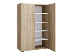 Móvel De Arrumação|Sapateira|VCM Armário de sapato de madeira | Dimensões: A. 110 x L. 70 x P. 39 cm | Armário para uso integral | 5 compartimentos | 2 portas rotativas – Lona (carvalho Sonoma) Multicor