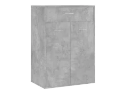 Móvel De Arrumação|Sapateira| Armário de Sapatos Cinza Betão 60x35x84 cm com Gaveta, 2 Portas e 4 Prateleiras em Madeira de Engenharia Cinzento claro